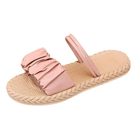 

Youmylove Women Slide Slippers Fashion Spring Summer Indoor Outdoor PU Solid Color Lightweight Beach Shoes Leisure Ladies Cozy Daily Walking