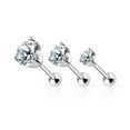 thumbnail image 2 of 14 Karat Solid Gold Cartilage / Tragus Barbell 16 Gauge 6 MM  CZ Top, 2 of 3
