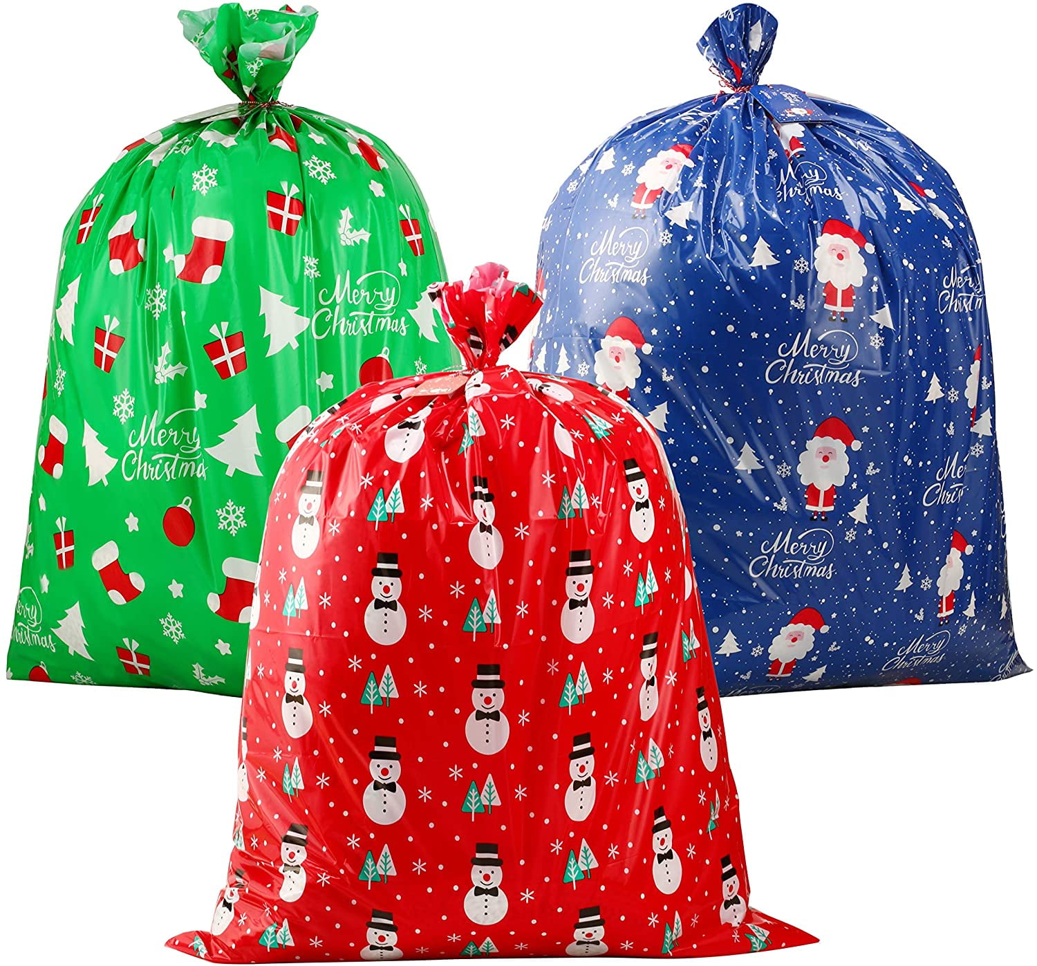 CCINEE 3 PCS Christmas Giant Gift Bags Santa Claus Christmas Sacks for