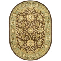 SAFAVIEH Antiquity Beaumont Traditional Wool Area Rug, Chocolate/Blue, 4'6" x 6'6" Oval