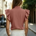 thumbnail image 4 of Harpily Womens Tops Casual V Neck Sleeveless Ruffle Soft Breathable Relaxed Silhouette Daily Vacation Work Blouse Tops, 4 of 4