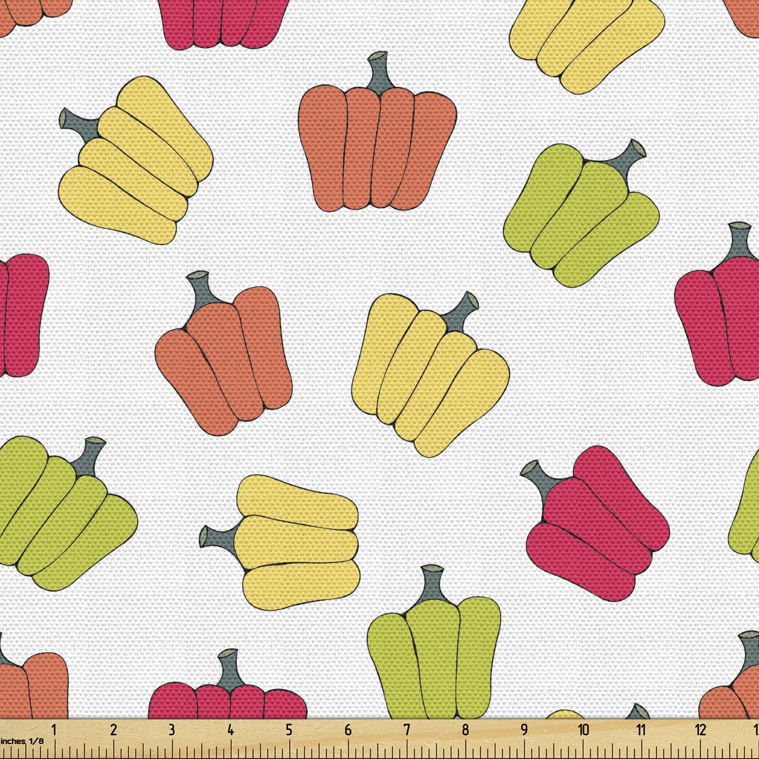 Peppers Upholstery Fabric by the Yard, Cartoon Style Kitchen Themed