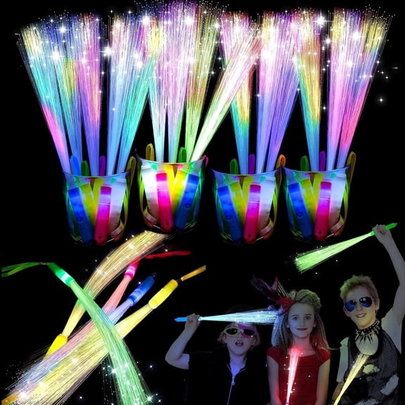 30PCS Fiber Optic Wand Glow Sticks, LED Light Up Wand, Glow in the Dark Party Supplies, Light Up Party Favors, Fiber Optic Lights, Glow Flashing Light Sticks for Neon Party Decorations, Halloween