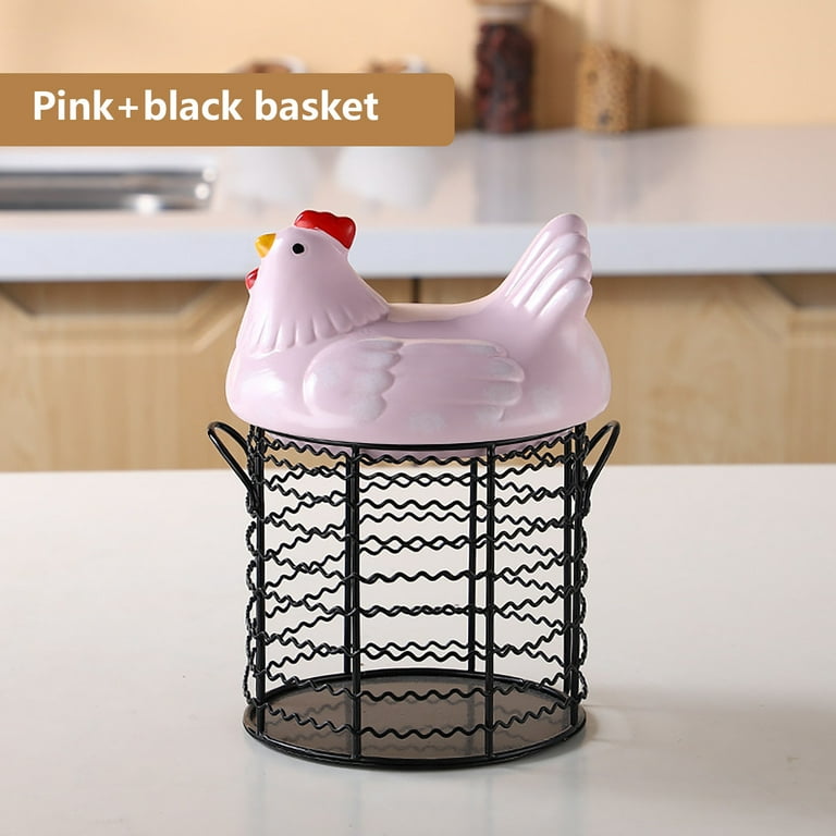 CuiYou Egg Storage Basket Chicken Shape Decoration Iron Anti-slip Egg  Storage Container for Kitchen 