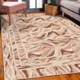 thumbnail image 3 of Waves Decorative Rug, Colorful Style Modern Print of Breeze Ornaments in Retro Influences, Quality Carpet for Bedroom Dorm and Living Room, 6 Sizes, Beige Eggshell and Brown, by Ambesonne, 3 of 4