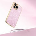 thumbnail image 3 of Electroplated Sparkle Case for iPhone 15 Pro, Shining Glitter Metal Frame Shockproof Slim Cover with CD Pattern Lens Protection Circle for iPhone 15 Pro Women Girls,Pink, 3 of 7