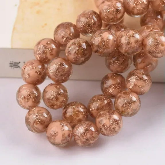 U8MO 10pcs 8mm 10mm 12mm Round Foil Opaque Handmade Lampwork Glass Loose Beads DIY-12mm-Champagne