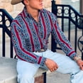 thumbnail image 1 of Camisa vaquera de manga larga estilo étnico tribal para fiestas, estilo informal, de lujo, para hombre, diseño suave y cómodo,, 1 of 6