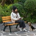 thumbnail image 5 of Gardenised Park Bench with Wooden Slats Seat and Backrest for 2 Persons Featuring Iron Frame and Legs - Perfect for Yard Patio Garden Balcony Deck Porch Playground and All Other Outdoor Spaces, 5 of 7