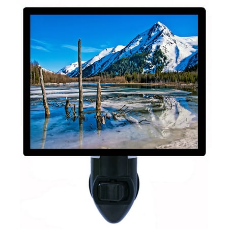 

Landsape Decorative Photo Night Light Plus One Extra Free Switchable Insert. 4 Watt Bulb. Image Title: Alaska Wilderness. Light Comes with Extra Bulb.