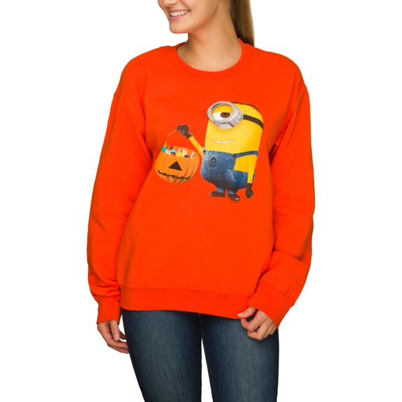 Despicable Me Junior Womens Orange Minion Candy Halloween Sweatshirt Top Small