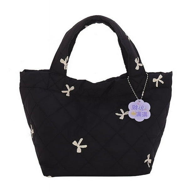 Bolso Mano Hinchado para Mujer Compras Femenino Gran Capacidad Con Lazo Color Contrastante