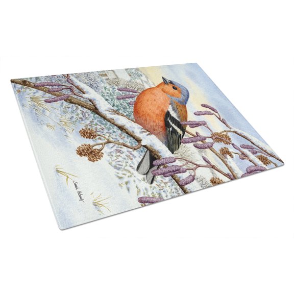 Caroline's Treasures Eurasian Bullfinch Glass Cutting Board Large
