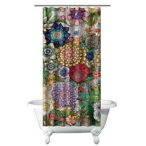 Small Stall Narrow Shower Curtain 36"W x 72"L – Tropical Bohemian Leaves, Mid-Century Abstract Boho Botanical Bathroom Decor, Vintage Floral Palm Leaf Pattern, Rustic Tribal Folk Style