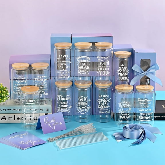 12 Set Employee Appreciation Gifts Bulk, Personalized Chaos Coordinator Gifts for Christmas Staff Coworker 16 oz Can Shaped Beer Glass Cups, Gift Box and Card for Team, Women, Men, New Year