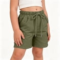 thumbnail image 3 of Aezemi Girls School Cargo Shorts, Bermuda Elastic Waist Straight Leg Hiking Outer Shorts, Lightweight Workout Summer Bottoms for Kids 4-5T, 3 of 8
