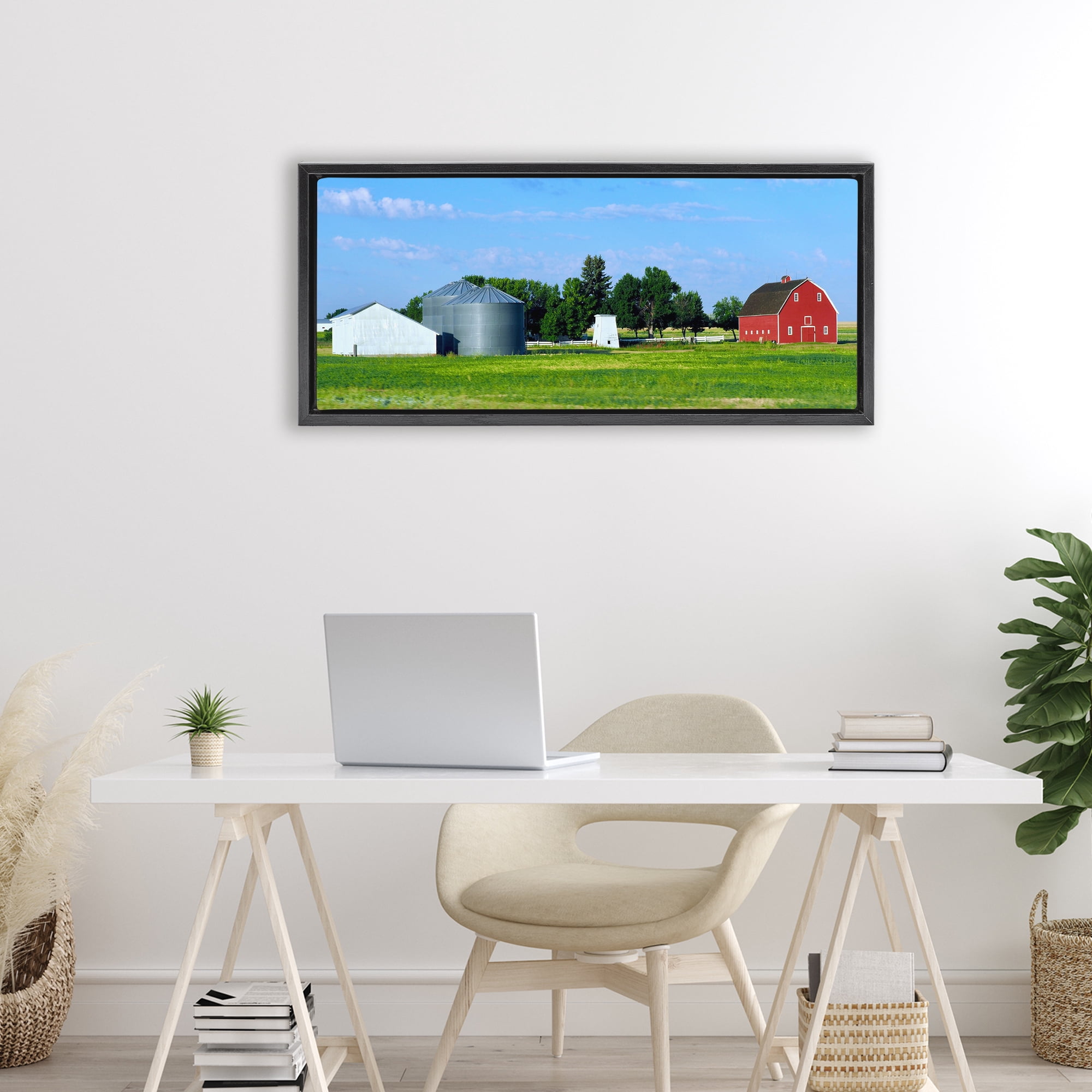 Stupell Industries Barn with Silo Black Framed Floater Canvas Wall Art, design by Gail Peck