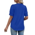 thumbnail image 3 of Womens Short Sleeve Tops with Buttons V-Neck Summer Outfits Casual Blouses Shirts Beach Vacation Fall Clothes 2026 Blue S, 3 of 4