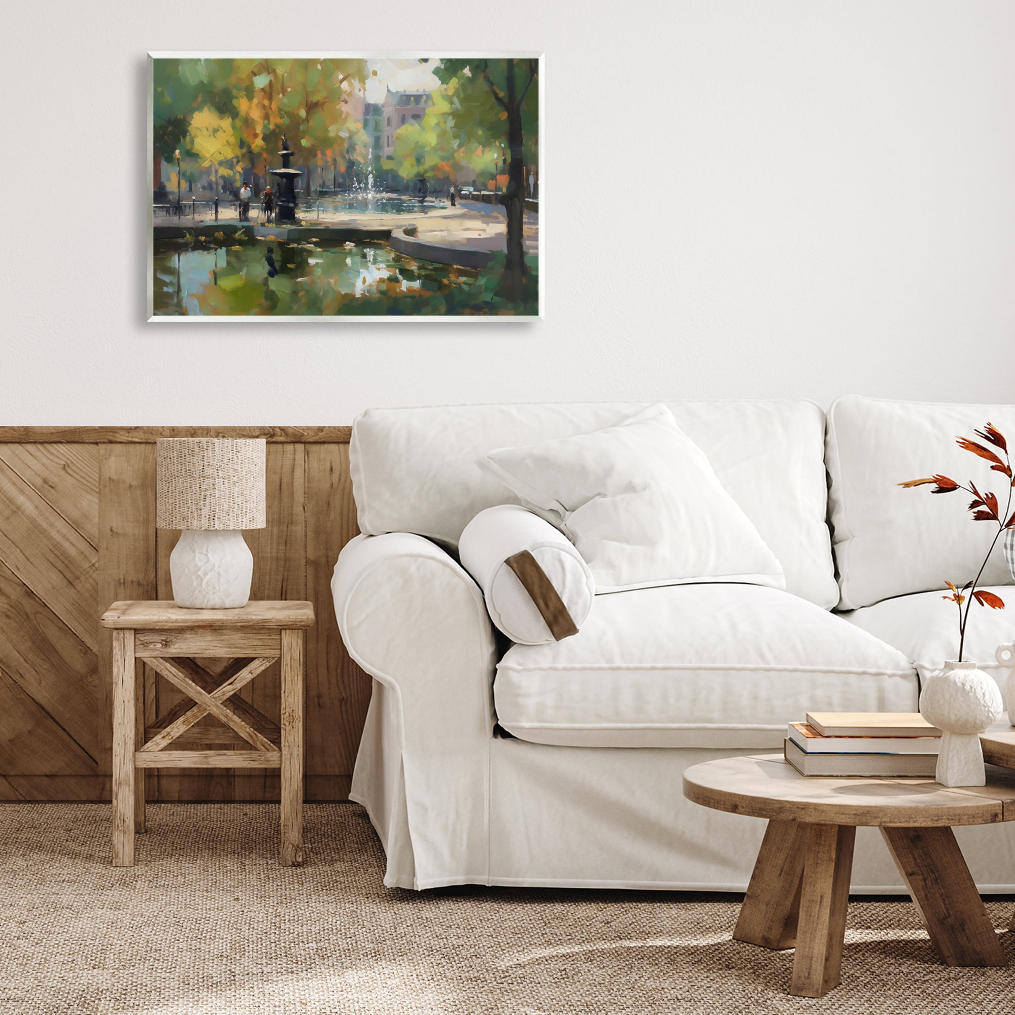 Stupell Industries Autumn Reflections at Park Fountain Wall Plaque Art, design by Creative Studio
