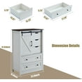 thumbnail image 3 of BOSHIRO 5-Drawer Sliding Barn Door Dresser, Antique White with Dark Brown Top, Farmhouse Tall Chest for Bedroom and Living Room, 3 of 8