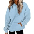 thumbnail image 3 of Women's Solid Color Rhinestone Encrusted Hoodie, Drawstring Hooded Sweatshirt with Pockets, Cozy Casual Pullover for Fall Winter Daily Wear, 3 of 10