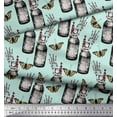 thumbnail image 3 of Soimoi Green Georgette Viscose Fabric Insect,Lavender & Vintage Bottle Decor Fabric Printed BTY 42 Inch Wide, 3 of 3
