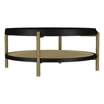 Arini Round Coffee Table With Storage Shelf Black