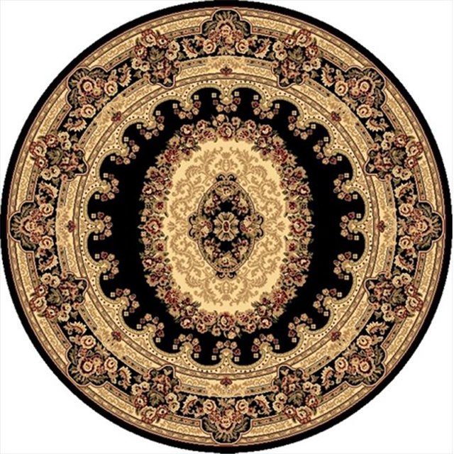 Rugs America 21352 5 Pi 3 Po Nouvelle Vision Kerman Noir Zone Ronde Tapis