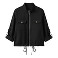 thumbnail image 5 of Women's Sports Jacket Baeitkot Women's Solid Color Casual Stand Collar Long Sleeved Outdoor Sports Zipper Jacket with Pockets Black M, 5 of 9