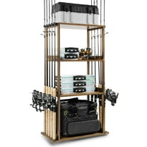 Ghosthorn Fishing Rod Holders for Garage Holds up 10 Rods Wood Pole Rod Rack Tackle Storage Gear and Equipment Without wheels Fishing Gifts for Men Women