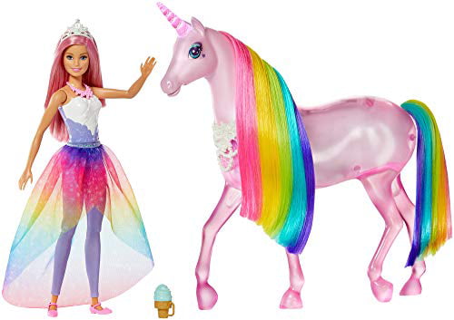 Barbie Dreamtopia Magical Lights Unicorn with Rainbow Mane, Lights