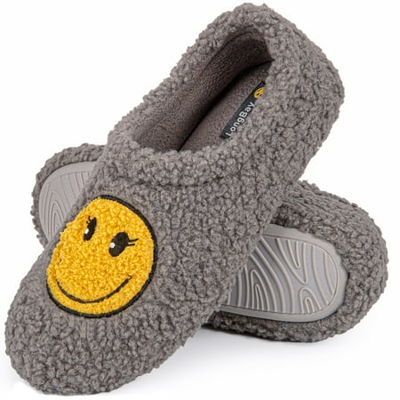 

LongBay Women s Retro Smiley Face Slippers Comfy Memory Foam Slip On House Shoes for Indoor Outdoor