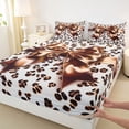 thumbnail image 3 of Feelyou Bling Fashion Bow-tie Twin Sheet Sets, Brown Cheetah Print Bedding, 3 Pieces, 3 of 7