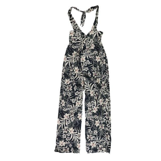 Hurley Womens Floral Print Romper Jumpsuit negro L