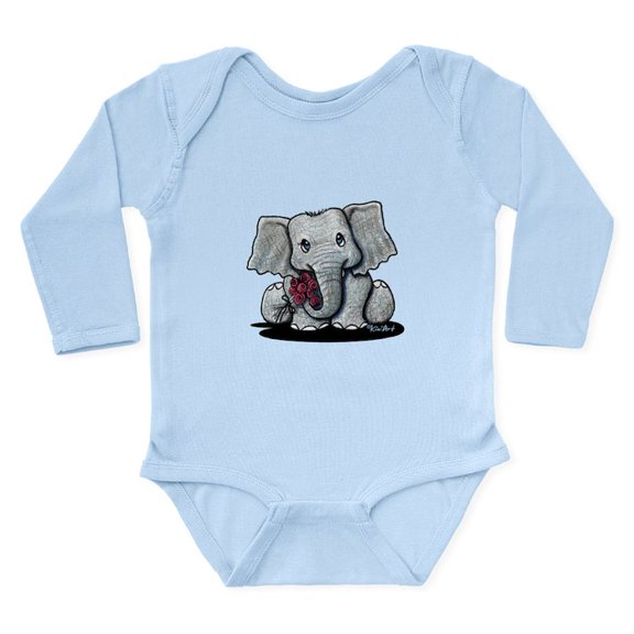 CafePress - Kiniart Elephant Long Sleeve Infant Bodysuit - Long Sleeve Cotton Baby Bodysuit