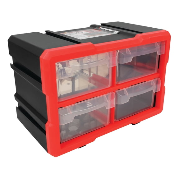 Performance Tool W5911 4-Drawer Interlocking Storage - Ideal for Organizing Tools and Hardware with Secure Interlocking System