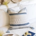 thumbnail image 4 of BlissBlush Coastal Blue Boho Decorative Throw Pillow Cover 20x20 Modern Bohemian Accent Pillow Case Square Woven Textured Farmhouse Pillows for Couch Bed (Pack of 1), 4 of 7