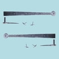 thumbnail image 2 of Renovators Supply Black Wrought Iron Lift Off Pintle Strap Hinge 14 in Bean tip Diamond Etch Reversible Pintle Strap Gate and Door Hinges w/Hardware, Pack of 2, 2 of 8