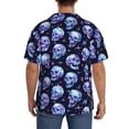 thumbnail image 3 of Balery crystal Skull Camisa Casual de Manga Corta con Botones para Hombre, Texturizada, Estilo Cubano, para Playa, Verano-XX-Large, 3 of 5
