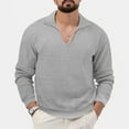 thumbnail image 2 of Elainilye Fashion Mens Cardigan Sweater Stand Collar Pullover Top Elastic Solid Color Half Sweater Leisure Sweater Coat,Gray, 2 of 6