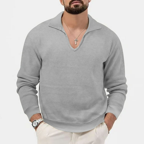 Men V Neck Henleys Sweater Casual Knitted Long Sleeve Pullover Blouse Winter Lightweight Slim Fit Business Work Basic Knitwear