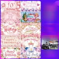 thumbnail image 1 of Fondo de cumpleaños de tela con tema de niña rosa, decoración para fiesta de cumpleaños, fondo con bandera, diseño de bandera, 1 of 3