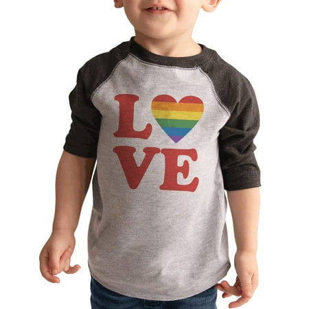 

7 ate 9 Apparel Kids Pride Shirts - Love Rainbow Heart Grey Shirt 2T