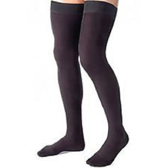 JOBST forMen Ribbed Thigh High Dot Band Closed Toe 15-20mmHg (Black) X-Large