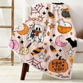thumbnail image 4 of Halloween Blanket, Pumpkin Halloween Cute Holiday Black Cat Throw Blanket Bat Ghost Pumpkin Blankets for Couch, Sofa, Bed 50X60inch, Pink, 4 of 6