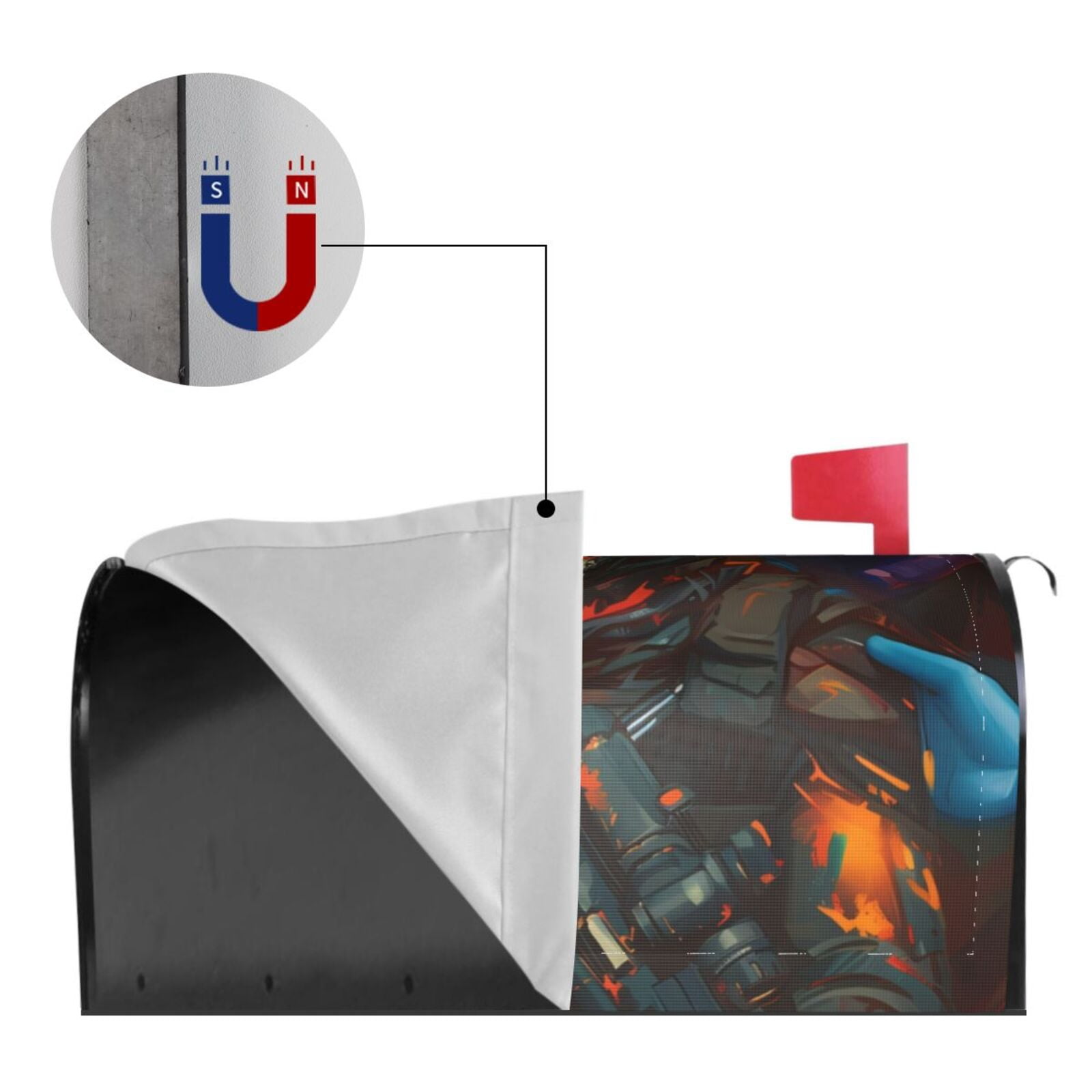 Logiee Vibrant Skull Soldier Print Post Letter Box Wrap Decor, Mailbox Cover Suitable for Standard Mailbox and Large Size Mailbox,Outdoor Yard Decoration-21x18 in
