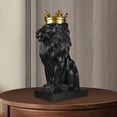 thumbnail image 5 of deevoka European Lion Head Statue Collection Animal Figurine Table Decor Sculpture Black, 5 of 9