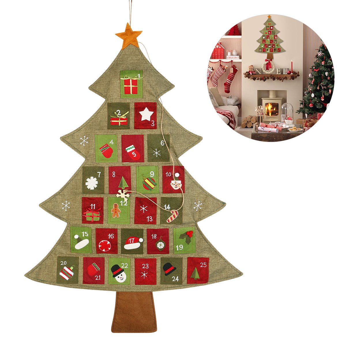 Reactionnx Felt Christmas Advent Calendar, Countdown to Xmas Tree ...