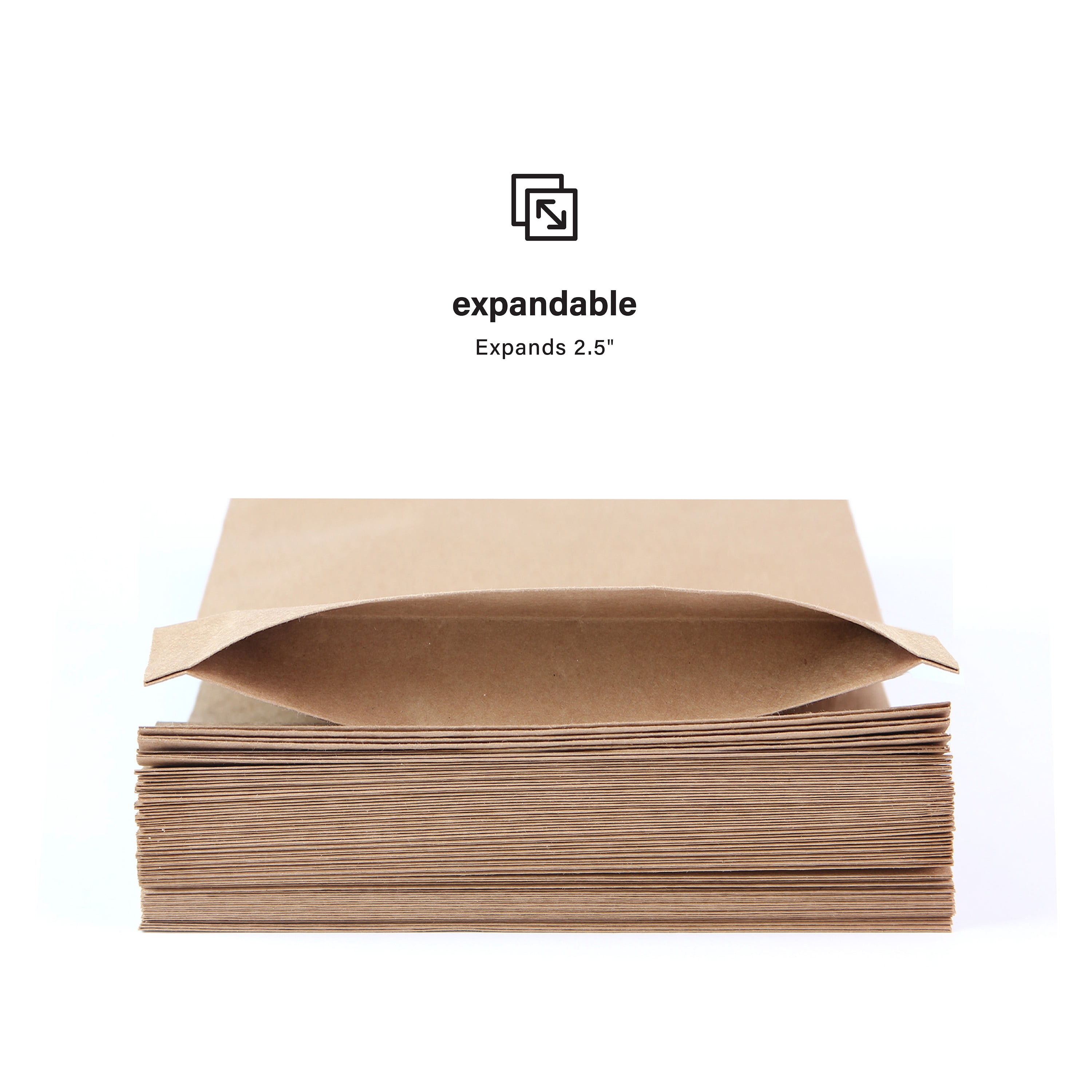 Elementree Sustainable Expandable Flat Paper Mailer, Medium, 50 Count, Peel & Stick