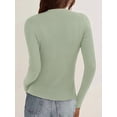 thumbnail image 6 of Women Fall Cardigan Sweaters Long Sleeve Button Up Ribbed Knit Tops Green XL, 6 of 7